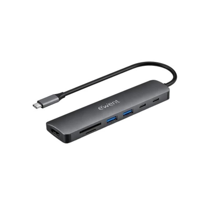 HUB EWENT EW1152 USB-C 7 EN 1 HDMI 4K/USB-C/2USB-A/LECTOR TARJETAS SD Y MIROSD