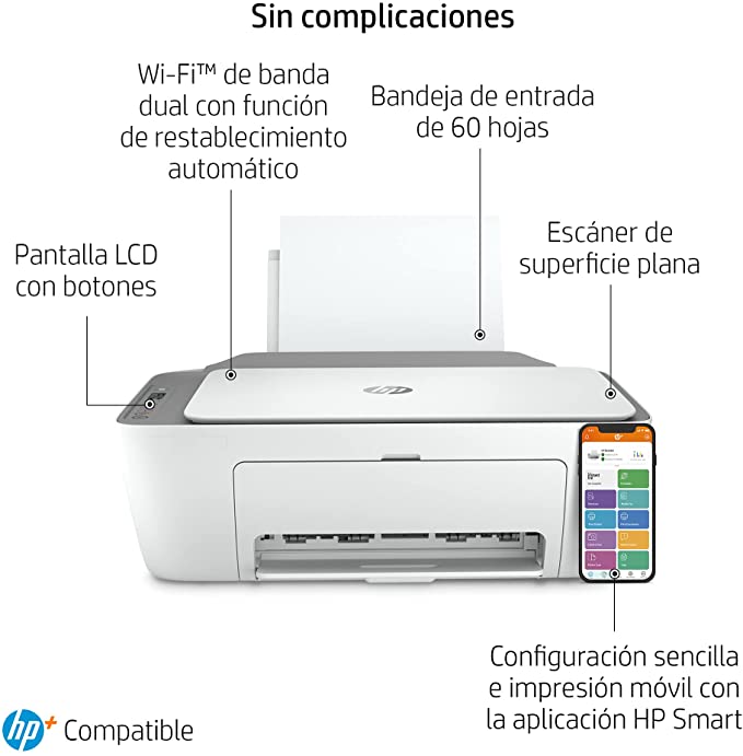 MULTIFUNCION HP DESKJET 2720e WIFI USB 20PPM NEGRO 16 PPM COLOR SCAN 1200PP  ENTRADA 60 HOJAS CARTUCHOS 305