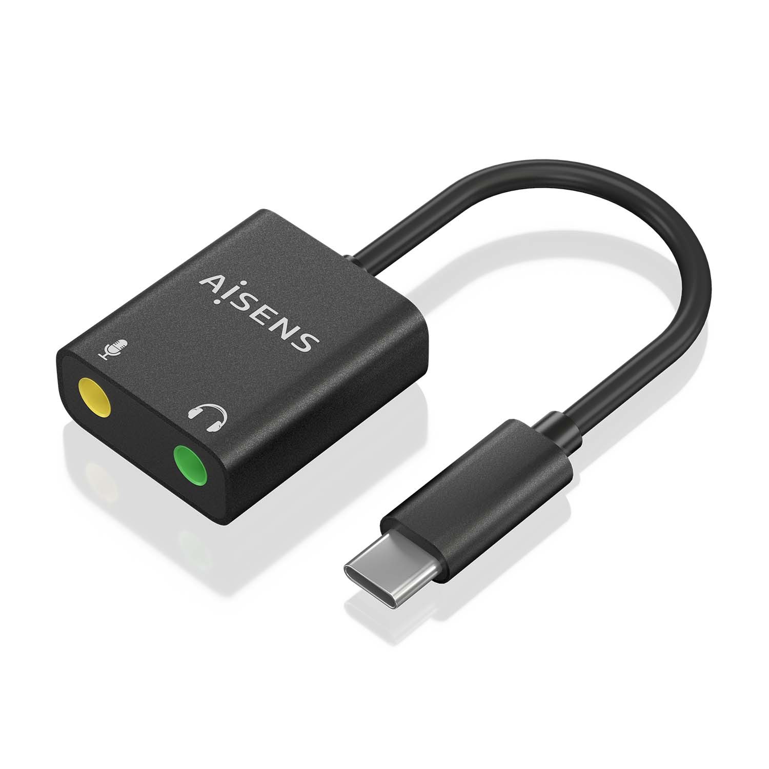 Conversor USB-C a 2x Jack 3.5mm 48KHz Negro AISENS A109-0767