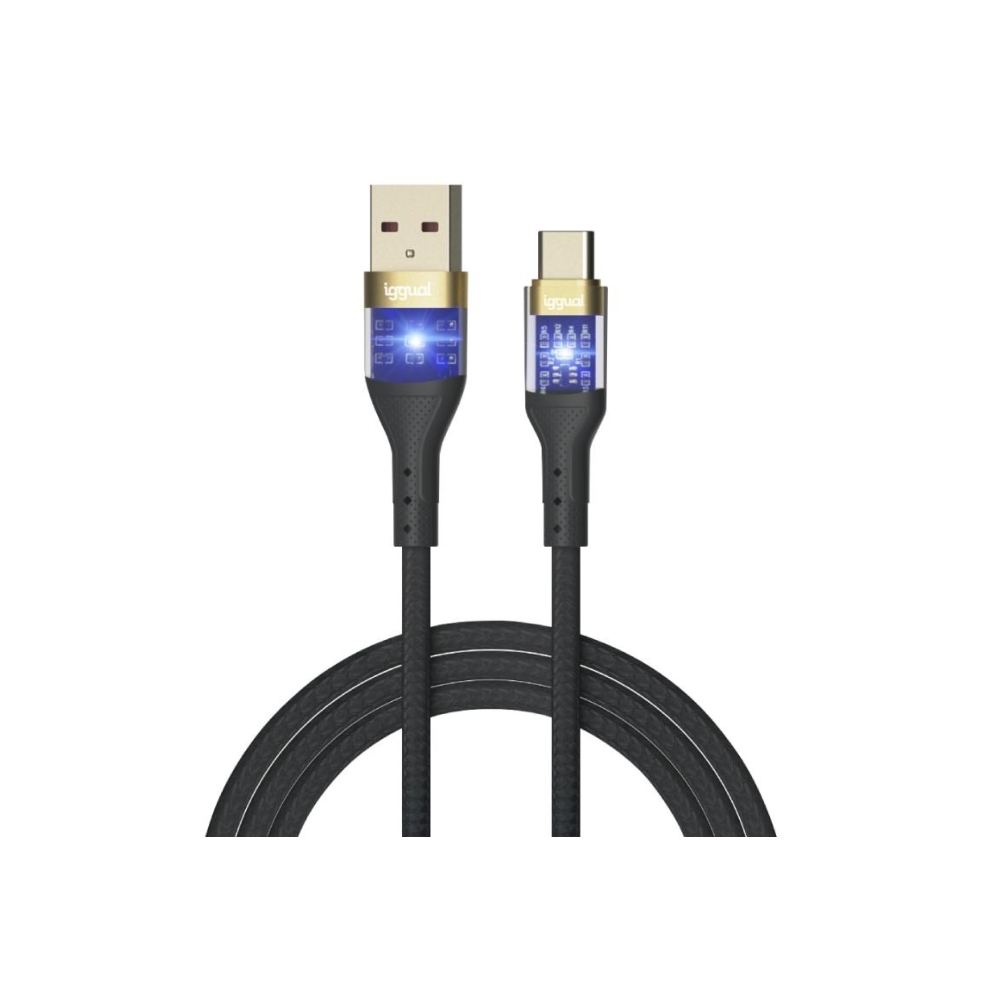 iggual Cable USB-A a tipo C 3A 100 cm trenzado LED
