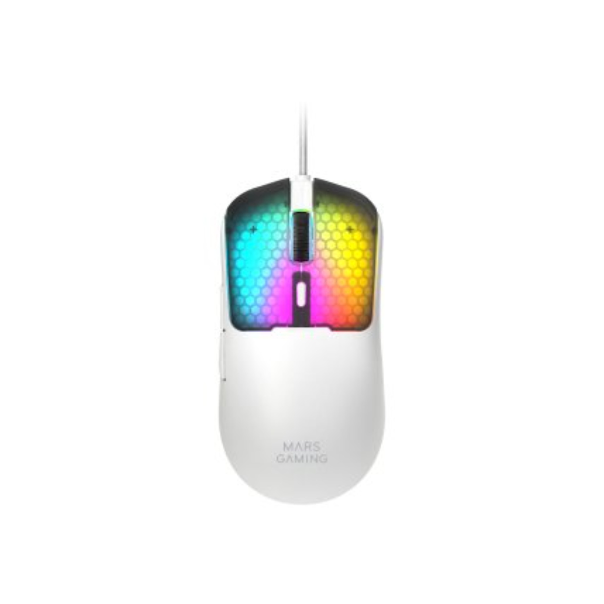MOUSE MARS GAMING MM-VIPERW ULTRALIGERO 56G CABLEADO USB 6 BOTONES 12800 DPI RGB BLANCO