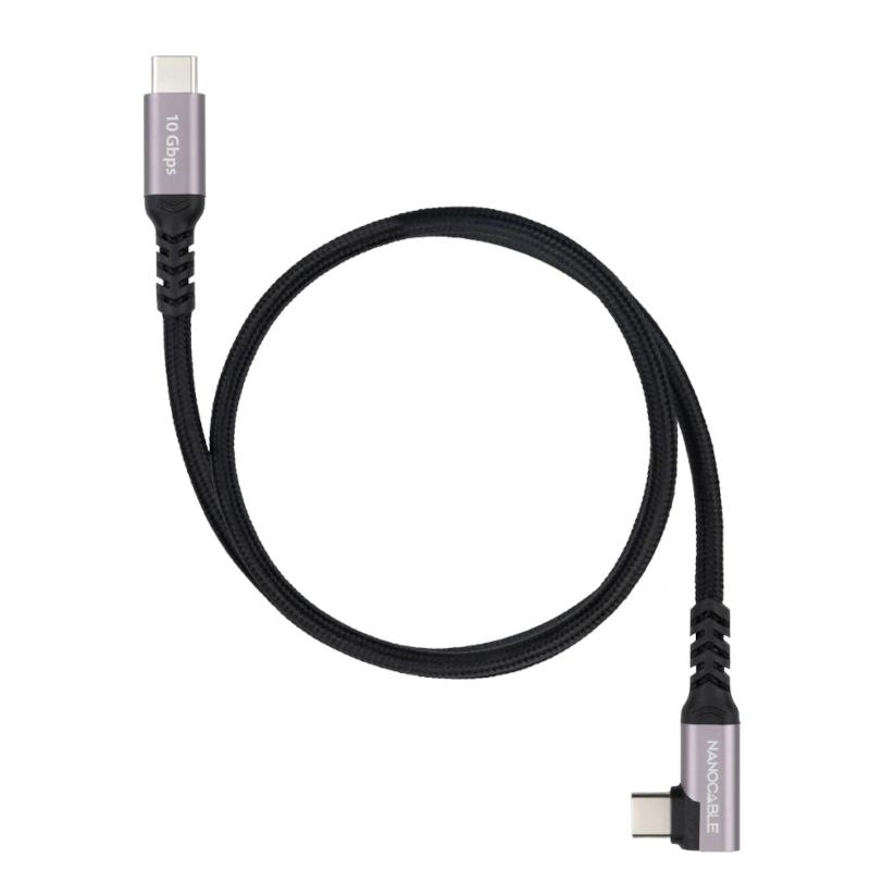 Nanocable Cable USB-C 3.2 GEN2 Acodado 100W 0.5 M