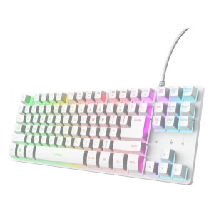 TECLADO TRUST GXT 833 THADO COMPACTO USB 2.0 CABLE 1.5m ILUMINACION RGB COLOR BLANCO
