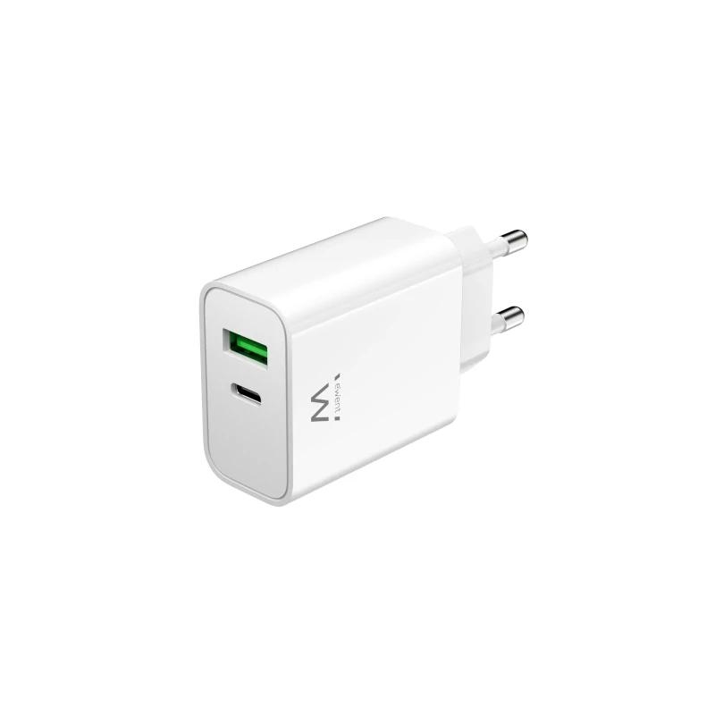 CARGADOR USB PARED EWENT EW1325 USB-C/USB-A 30W BLANCO