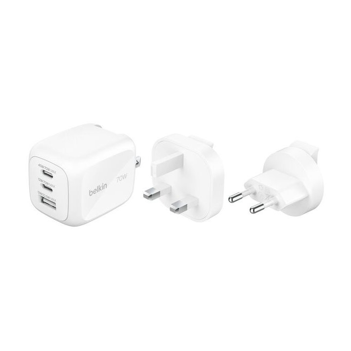 Cargador USB-C Belkin WCH018HQWH 70W Compacto Blanco con PD y PPS