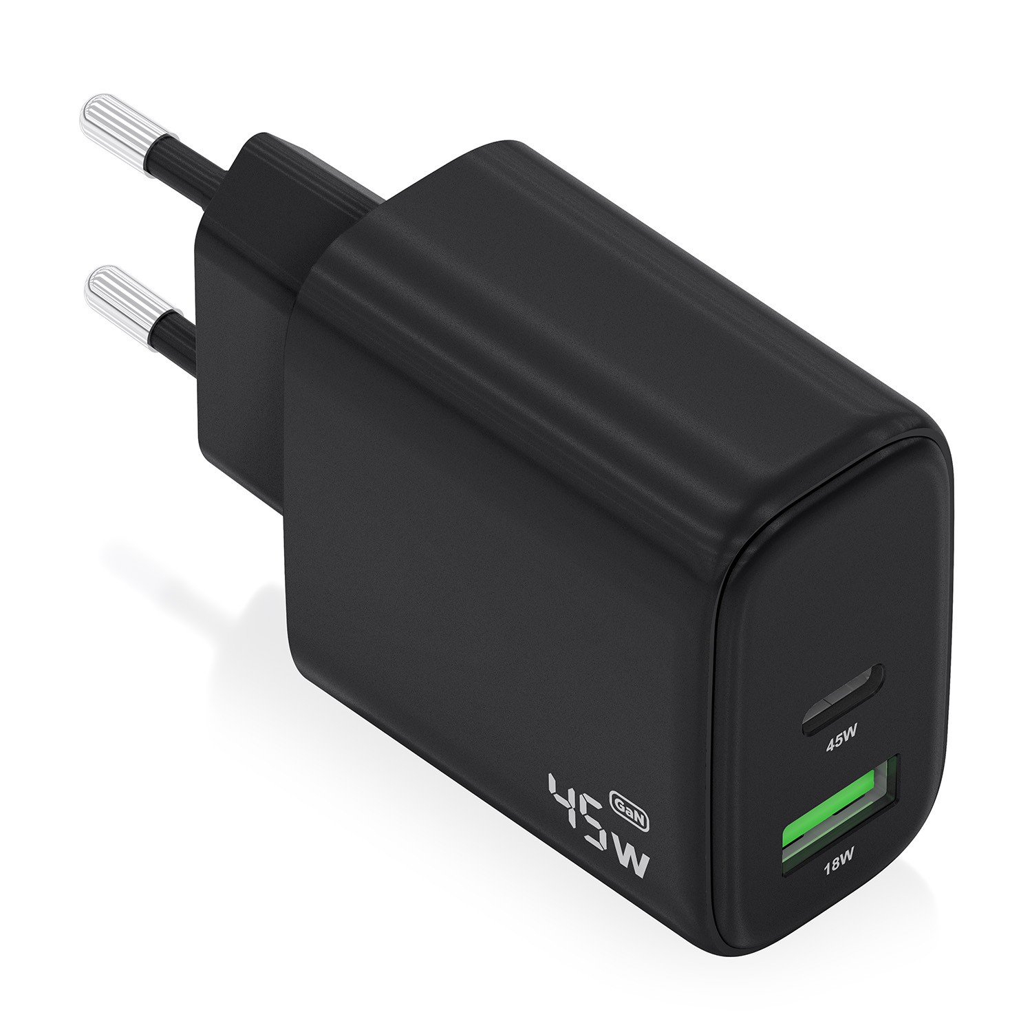 Cargador AISENS 45W USB-C PD3.0 y USB-A QC3.0 Negro