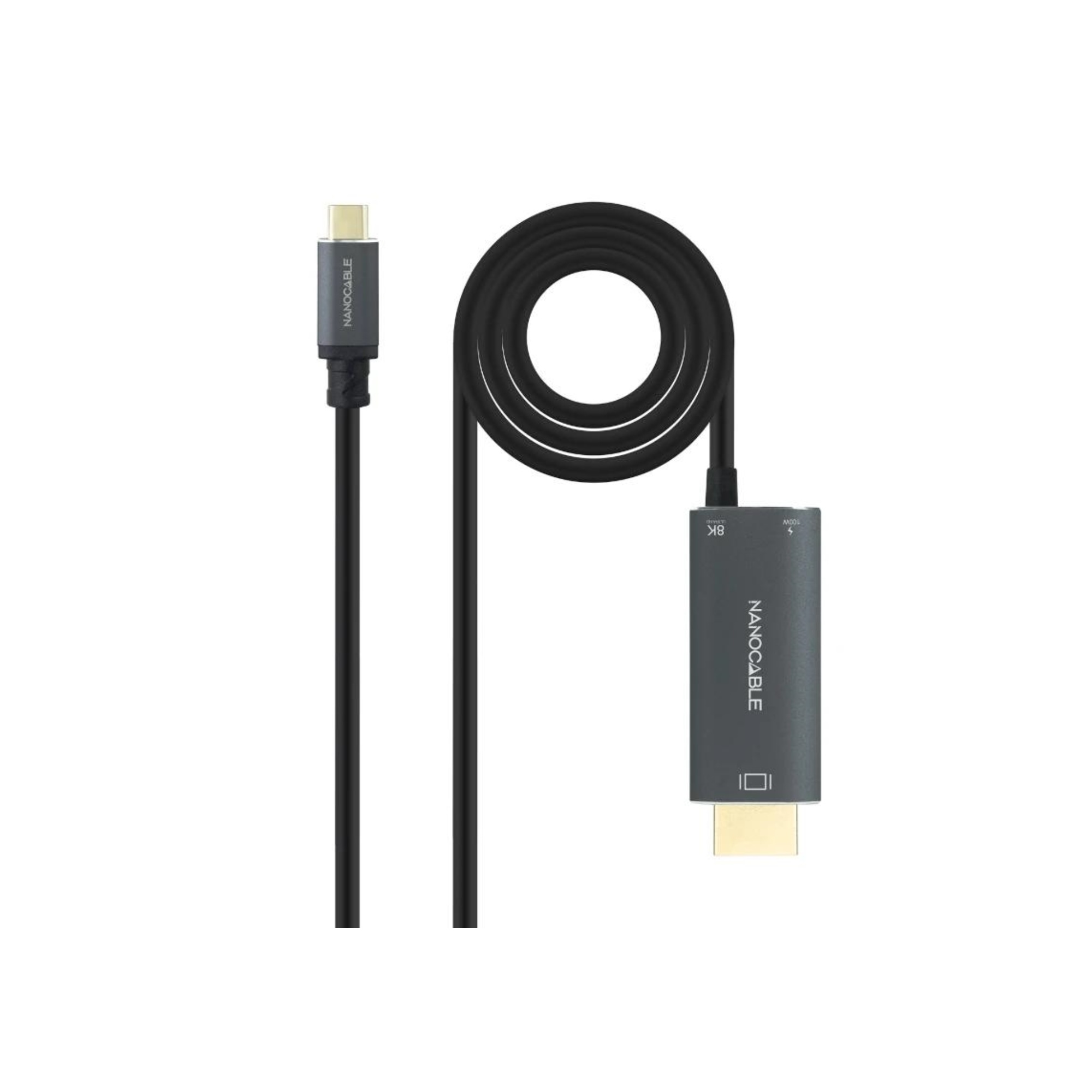 Nanocable Cable USB-C/M-HDMI 2.1+USB-C/H PD 1.8 M