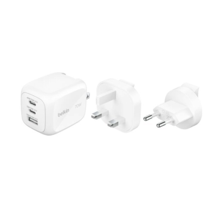 Cargador USB-C Belkin WCH018HQWH 70W Compacto Blanco con PD y PPS