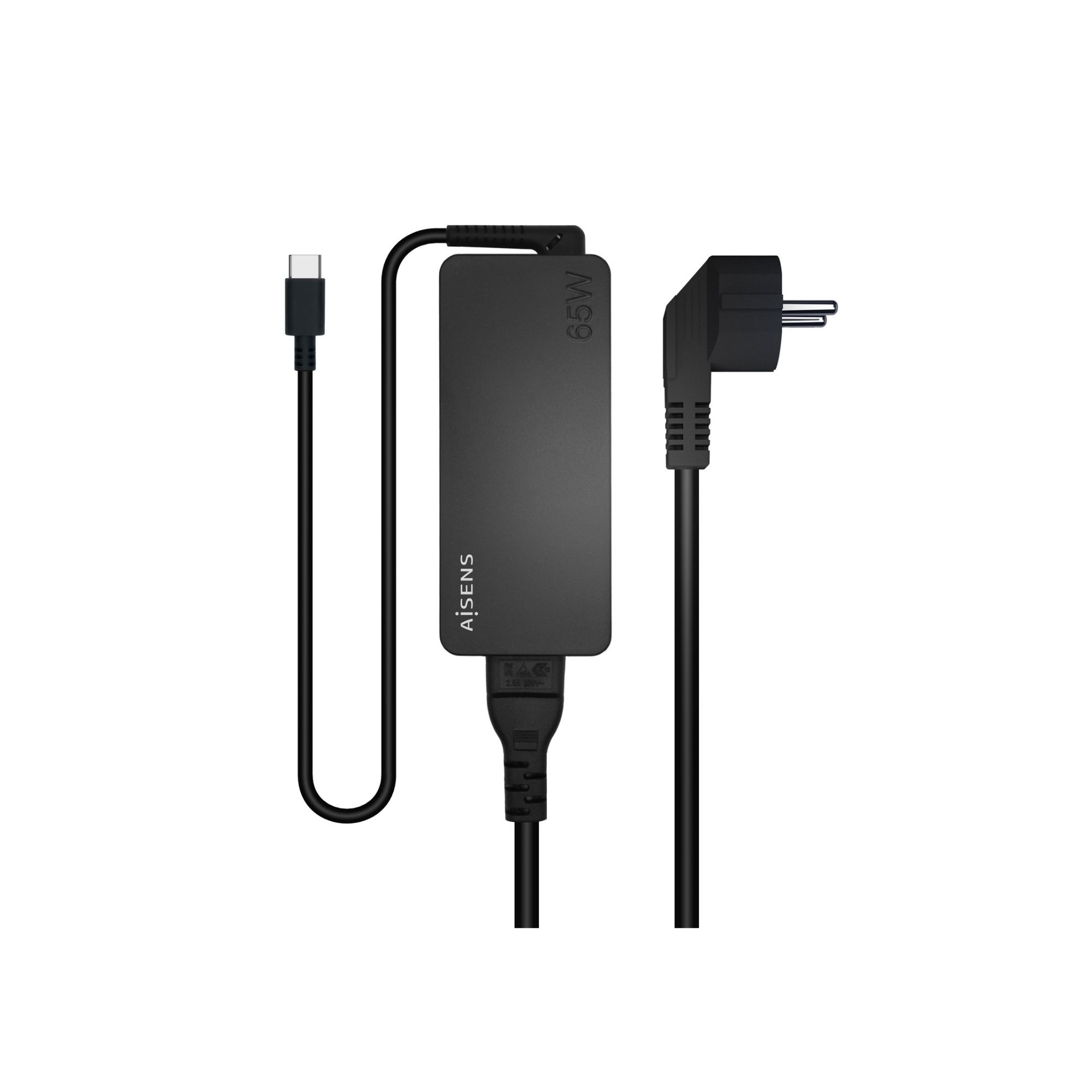 CARGADOR 65W PD3.0 1XUSB-C 1.8M NEGRO AISENS ASCH-1PD65D-BK