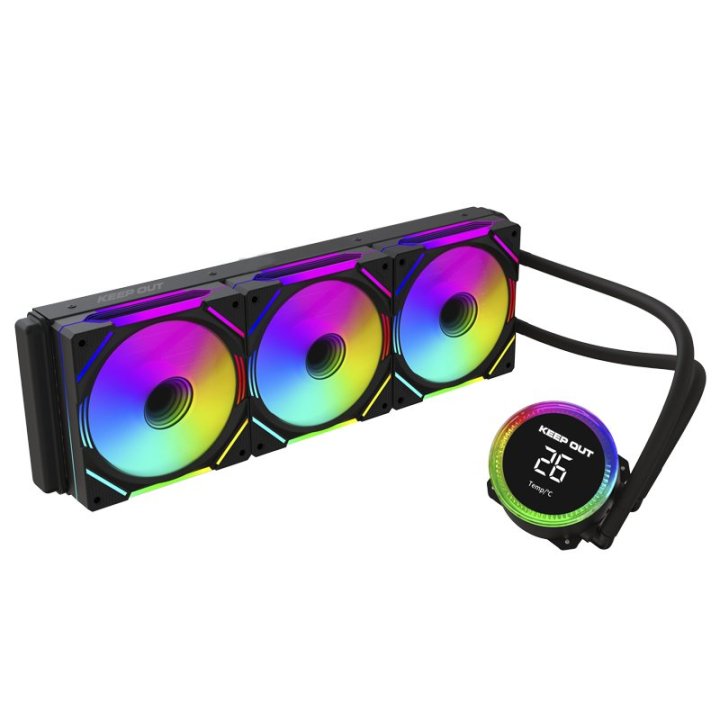 Sistema De Refrigeracion Liquida KeepOut Xwc-360 Pro Argb Intel Y Amd Ventilador 3x120mm Display Tempcolor Negro