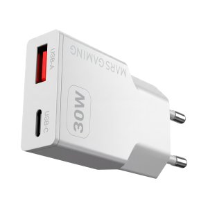 Cargador USB Gan Mars Gaming MD-GAN30W 30W Blanco con 1xUSB-C y 1xUSB-A