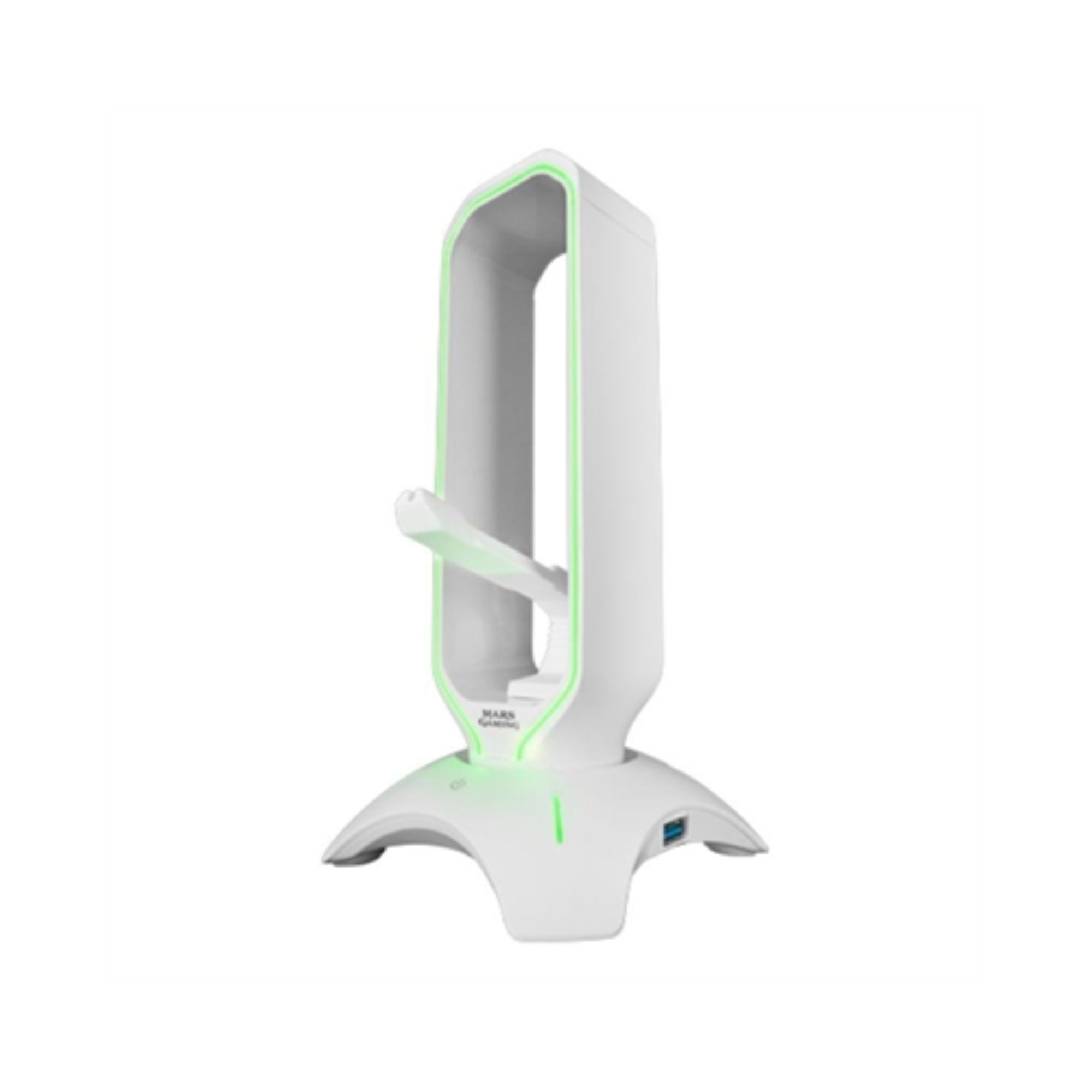 Soporte Mars Gaming MHHPRO White para auriculares con hub USB 3.0 y bungee