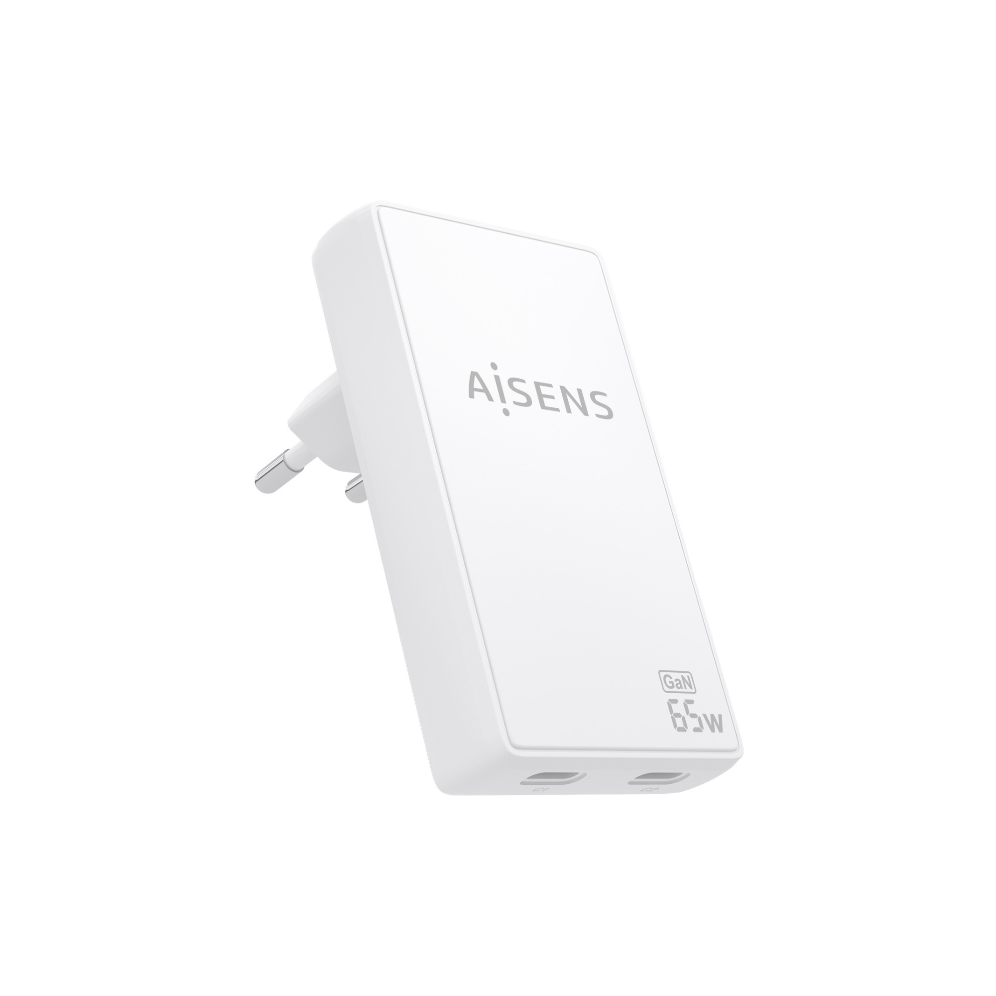 Cargador AISENS GaN 65W 2USB-C PD3.0 QC4.0 Blanco