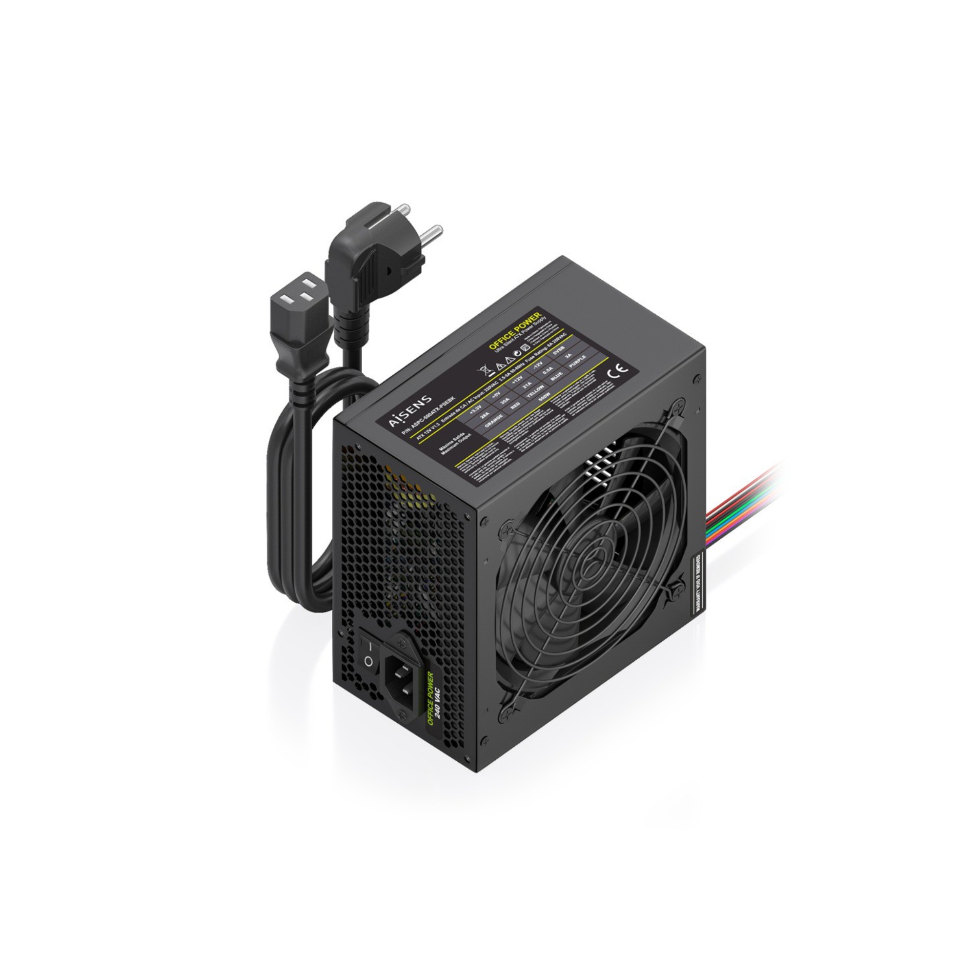Fuente de alimentación ATX 500W negra AISENS ASPC-500ATX-PSEBK