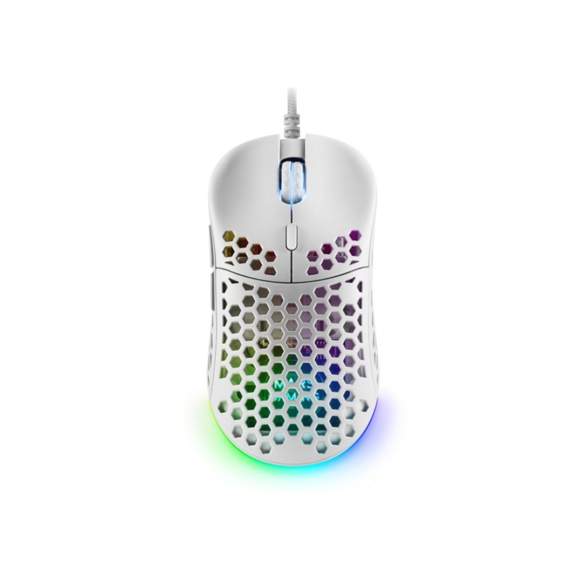 Mouse Mars Gaming MM55W Hive White RGB 12800 DPI Superficie Perforada