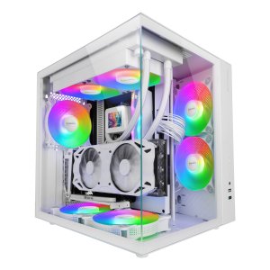 Caja ATX Mars Gaming MCVONEW Blanca con Cristal Templado y Soporte GPU 334mm