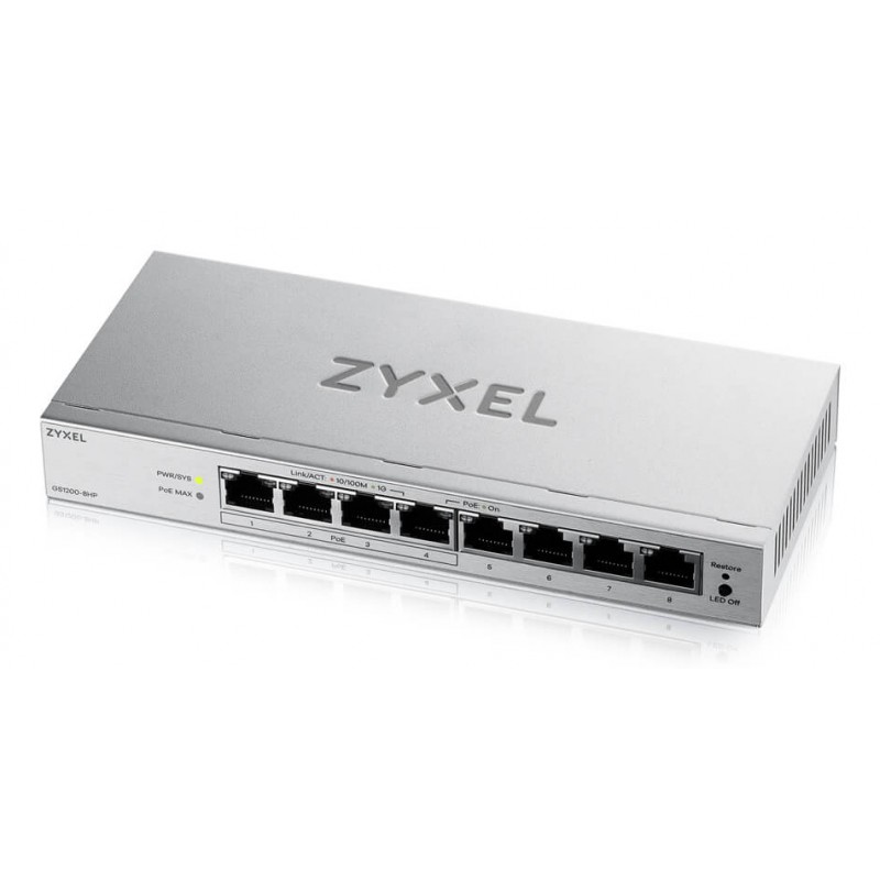 ZyXEL GS1200-8HPv3 Switch 8xGb (4xPoE+) 68W