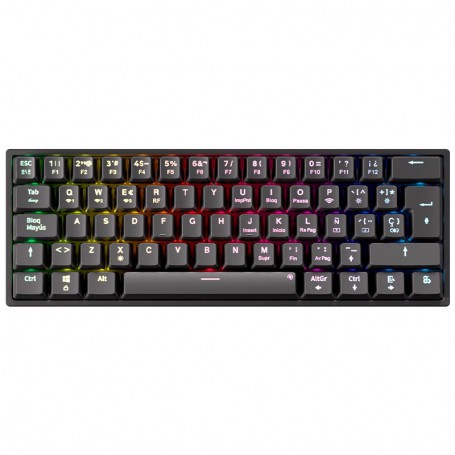 TECLADO GAMING NEWSKILL PYROS V2 60% 2.4GHZ 1200MAH RGB NEGRO