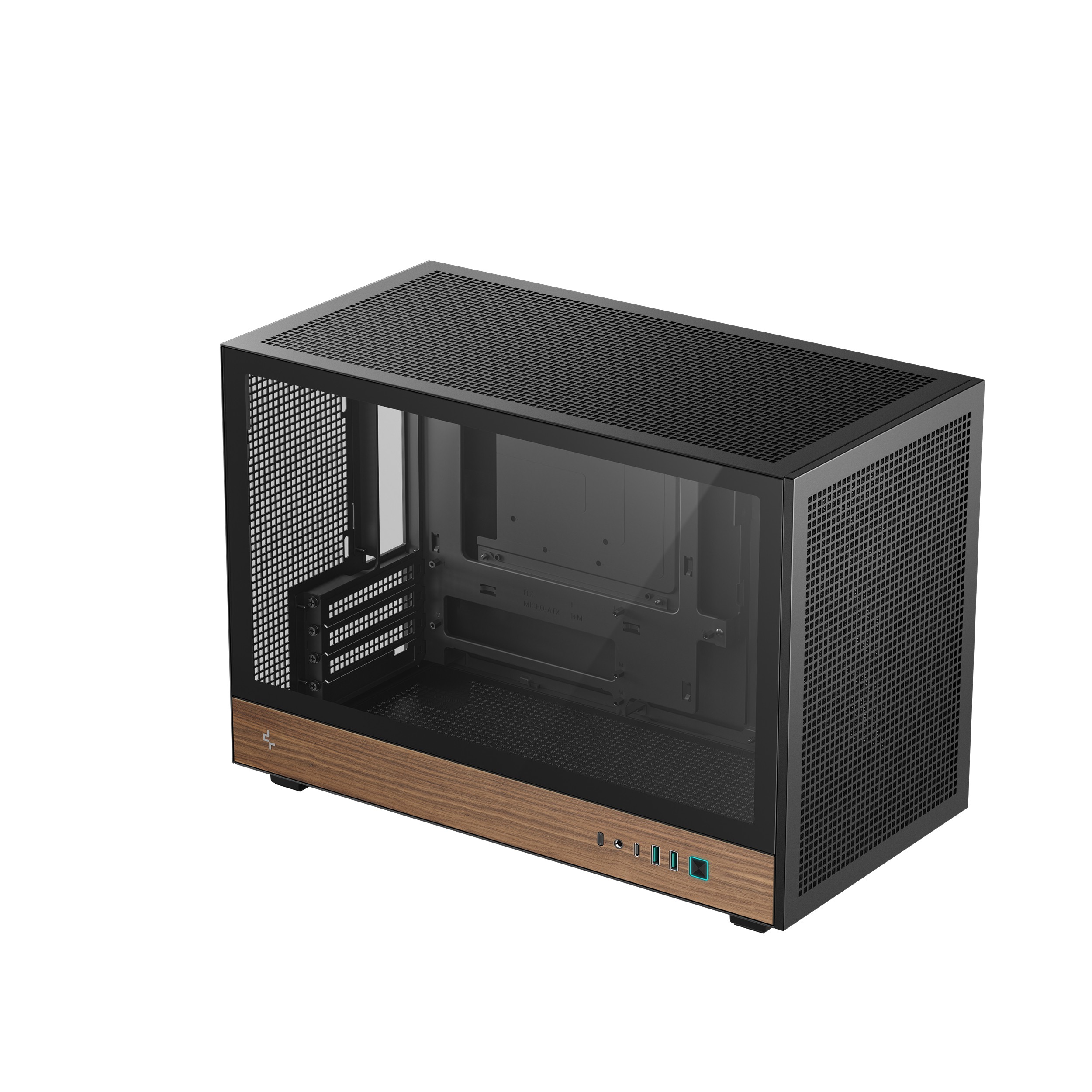 Caja micro-ATX semitorre Deepcool CH260Wood negra y madera