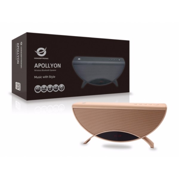 Altavoz Bluetooth portátil Conceptronic Apollyon oro con radio FM y USB/MicroSD