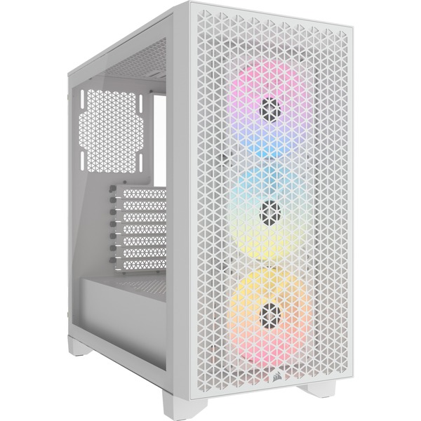 CAJA  ATX SEMITORRE CORSAIR 3000D ARGB AIRFLOW CRISTAL TEMPLADO BLANCA