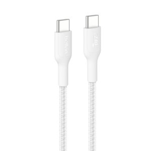 CABLE USB-C A USB-C 1M BELKIN 240W TRENZADO COLOR BLANCO