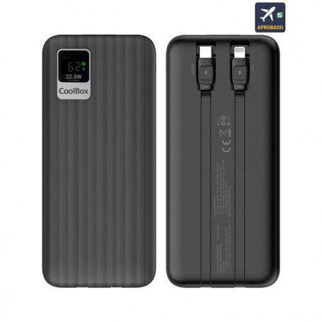 Coolbox PowerBank DP10 10000MAH LCD Negro Carg Ráp
