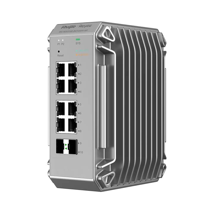 SWITCH GESTIONABLE L2 INDUSTRIAL RUIJIE RG-NIS3100-8GT2SFP-HP 8xPoE+ 240W Gb 2xSFP GE CARRIL DIN