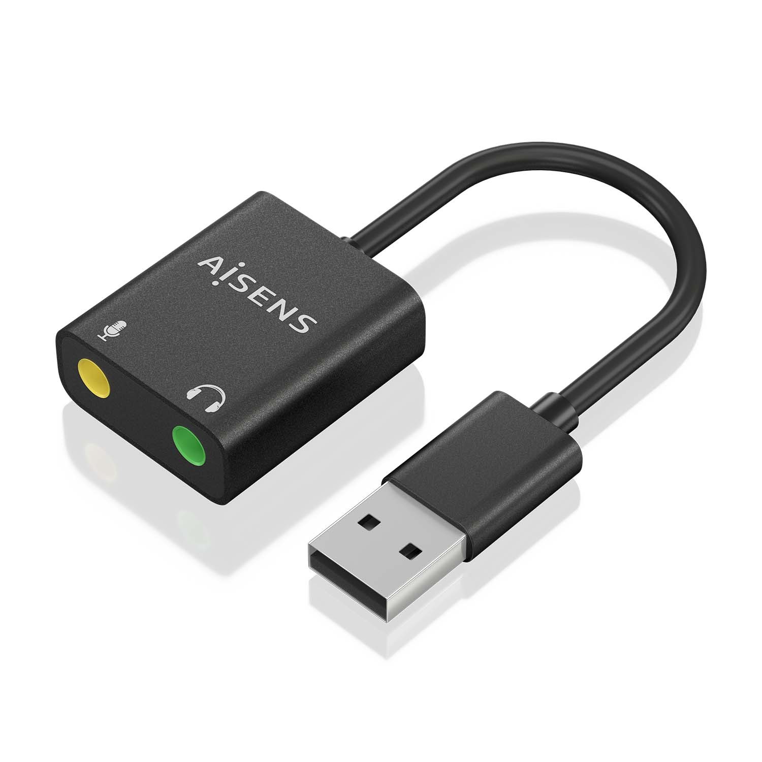 Conversor USB-A a audio 48KHz 2xJack 3.5mm negro AISENS A106-0769