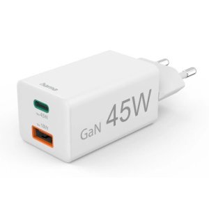 CARGADOR USB HAMA 45W 1xUSB-C PD 1xUSB-A MINICARGADOR COLOR BLANCO