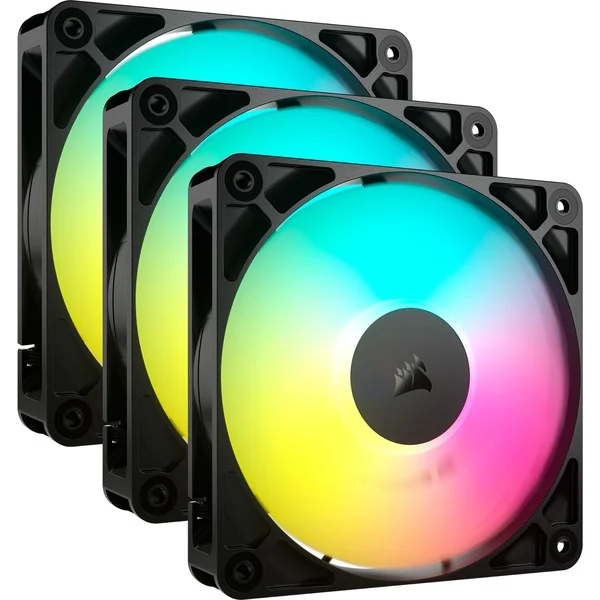 VENTILADOR CAJA ADICIONAL 12X12 CORSAIR RS120 ARGB BLACK TRIPLE PACK