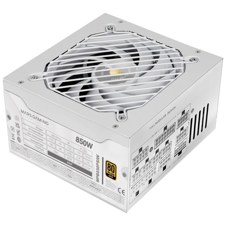 FUENTE DE ALIMENTACIÓN MODULAR MARS GAMING 850W ATX 3.1 80+ GOLD 140mm SILENT BLANCO