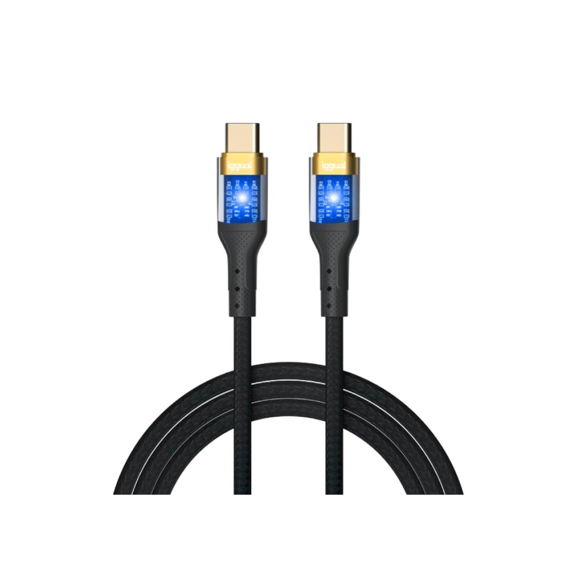 iggual Cable USB-C a tipo C 3A 100 cm trenzado LED
