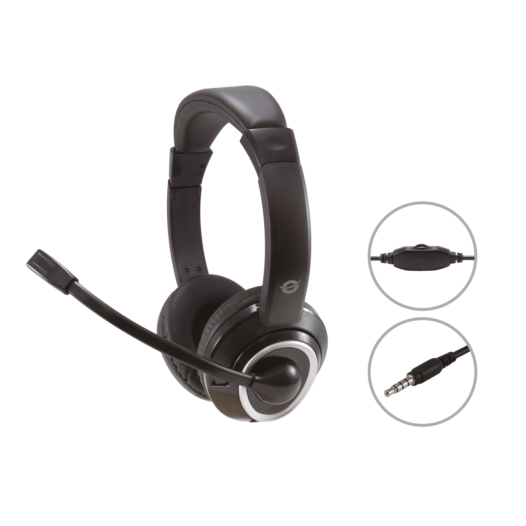 Auriculares Conceptronic Polona con micrófono y control de volumen - Negro