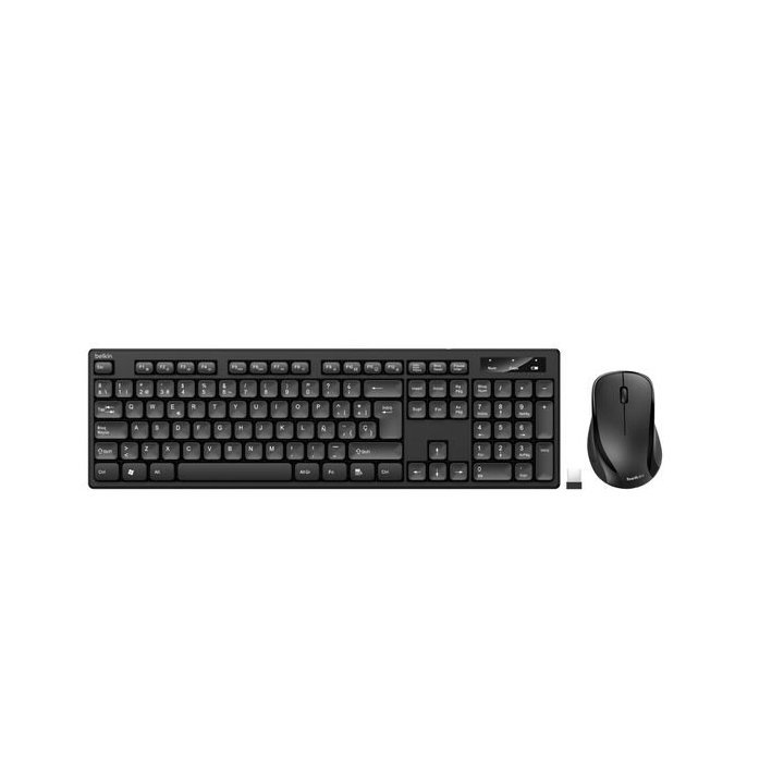 TECLADO Y MOUSE BELKIN WIRELESS 2,4GHZ RECEPTOR NANO TECLAS PLANAS COLOR NEGRO