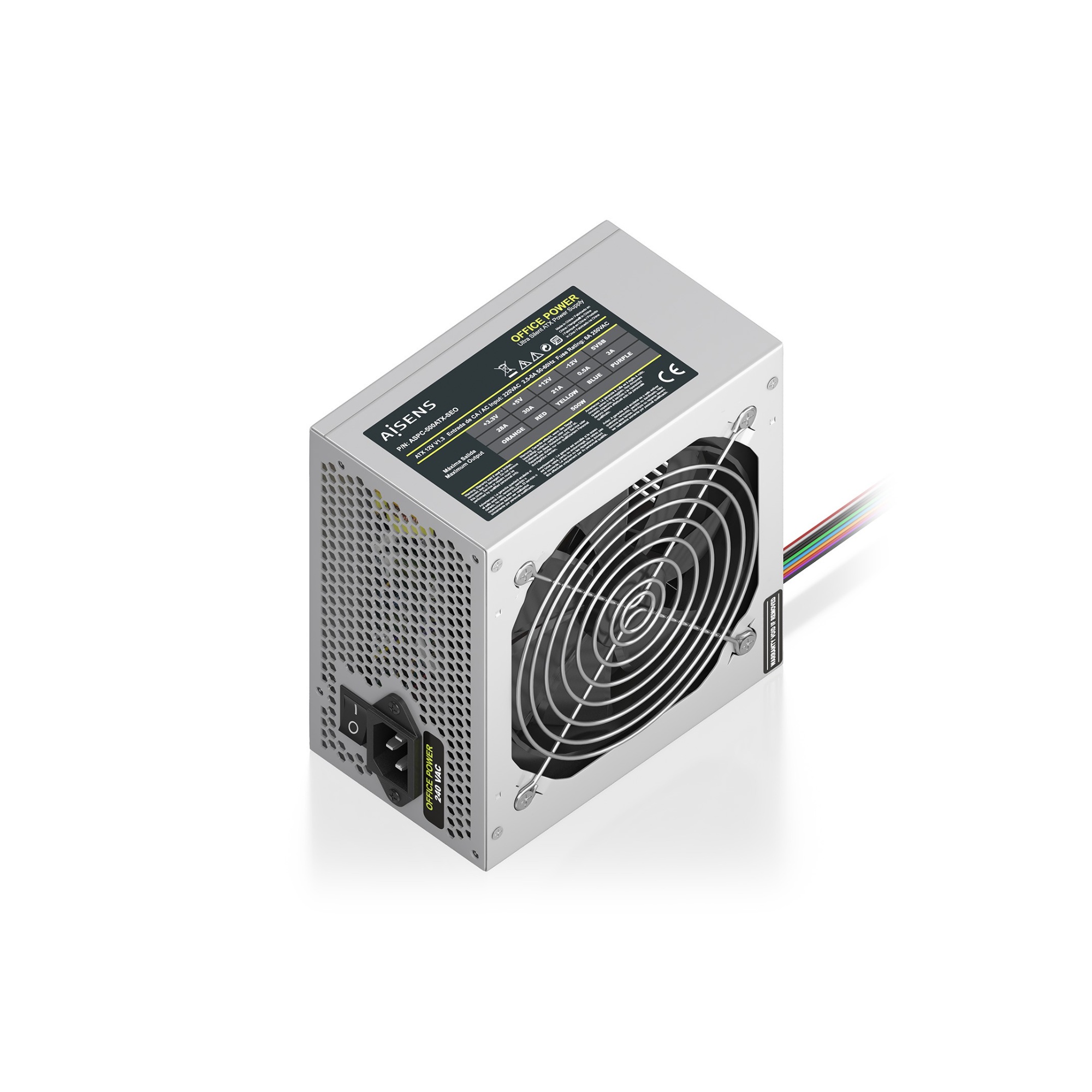 FUENTE ALIMENTACION ATX  500W AISENS PLATA OEM ASPC-500AT-SEO