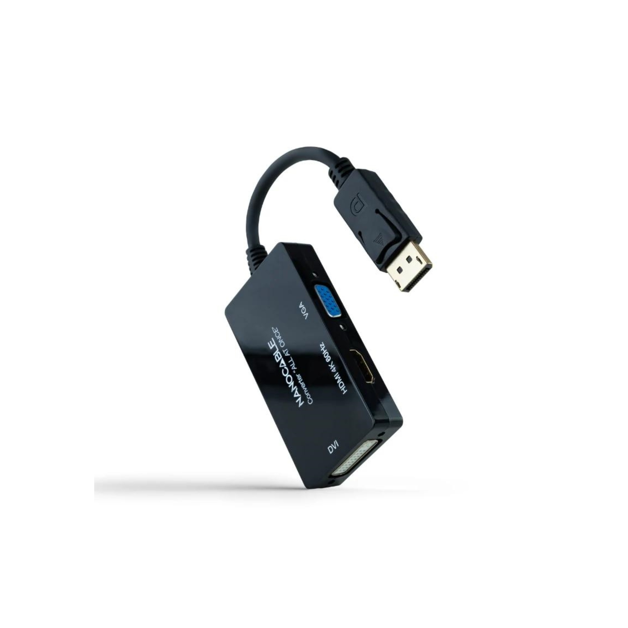 Nanocable Conversor DP a HDMI/DVI/VGA Negro 20 cm