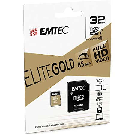MEMORIA SD MICRO 32GB EMTEC ELITE GOLD 85MB/S SD + ADAPTER  UHS1 U1 ECMSDM32GHC10GP