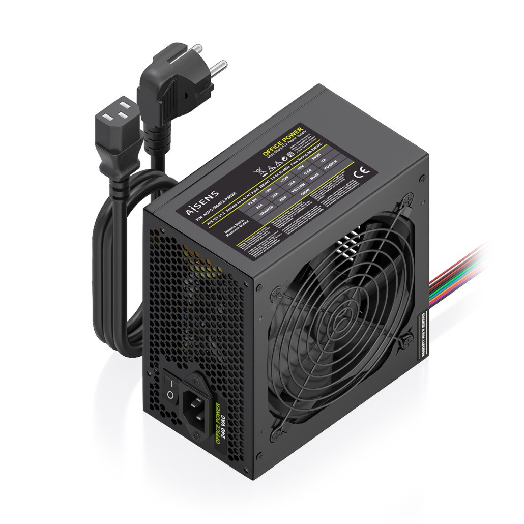 Fuente de alimentación ATX 500W negra AISENS ASPC-500ATX-PSEBK