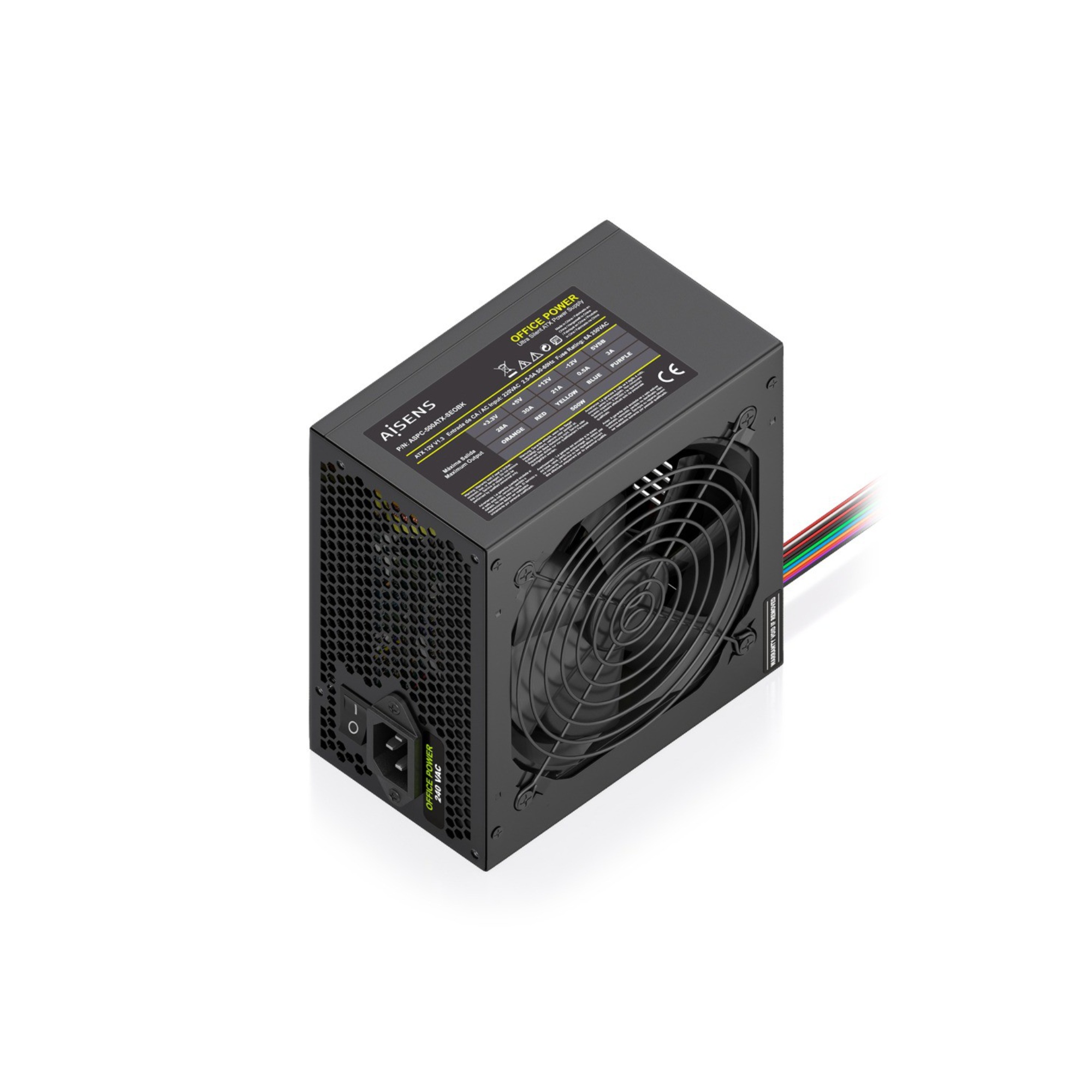 FUENTE ALIMENTACION ATX 500W OEM NEGRA AISENS ASPC-500ATX-SEOBK