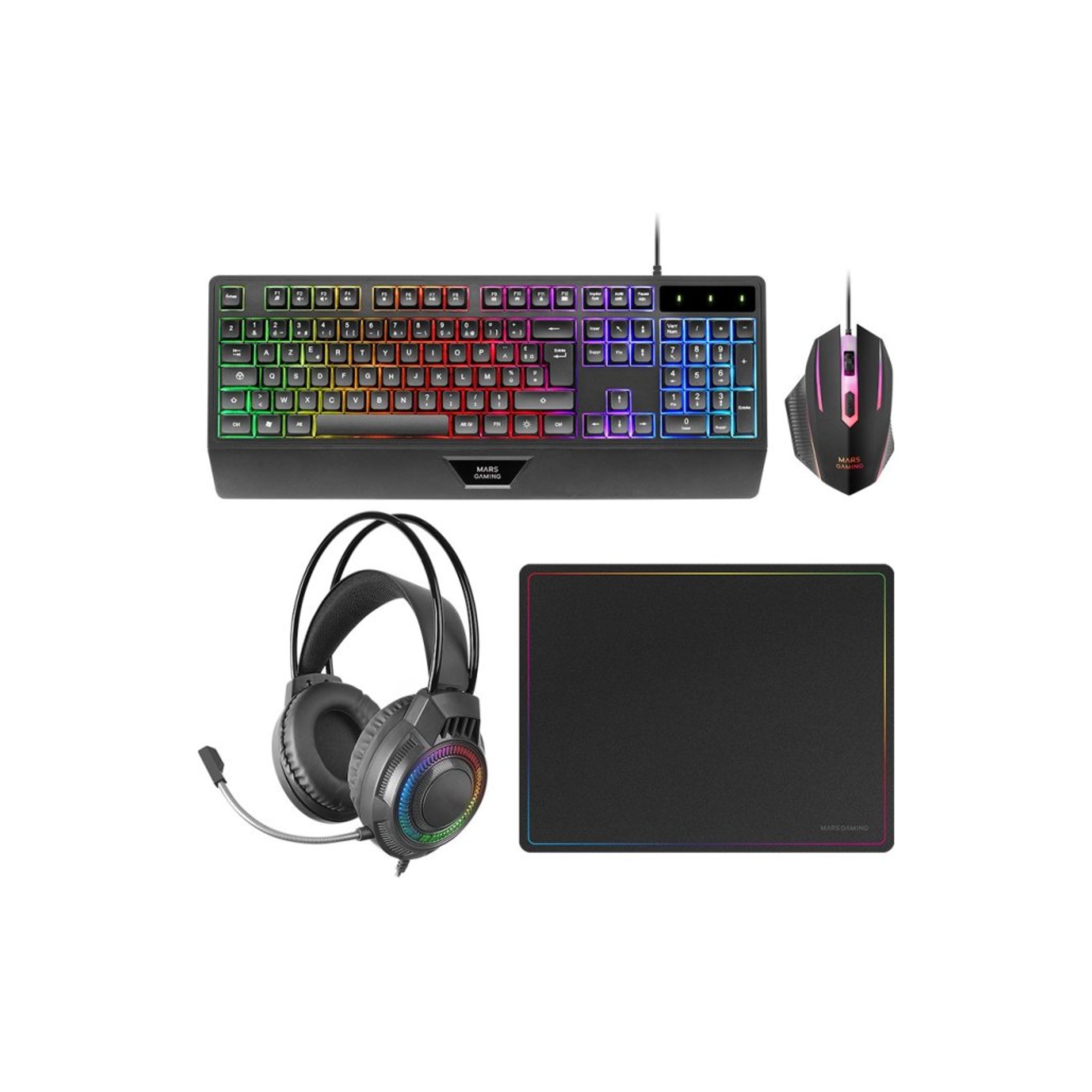 MARS GAMING TECLADO+RATON+ALFOMBRILLA+AURICULAR