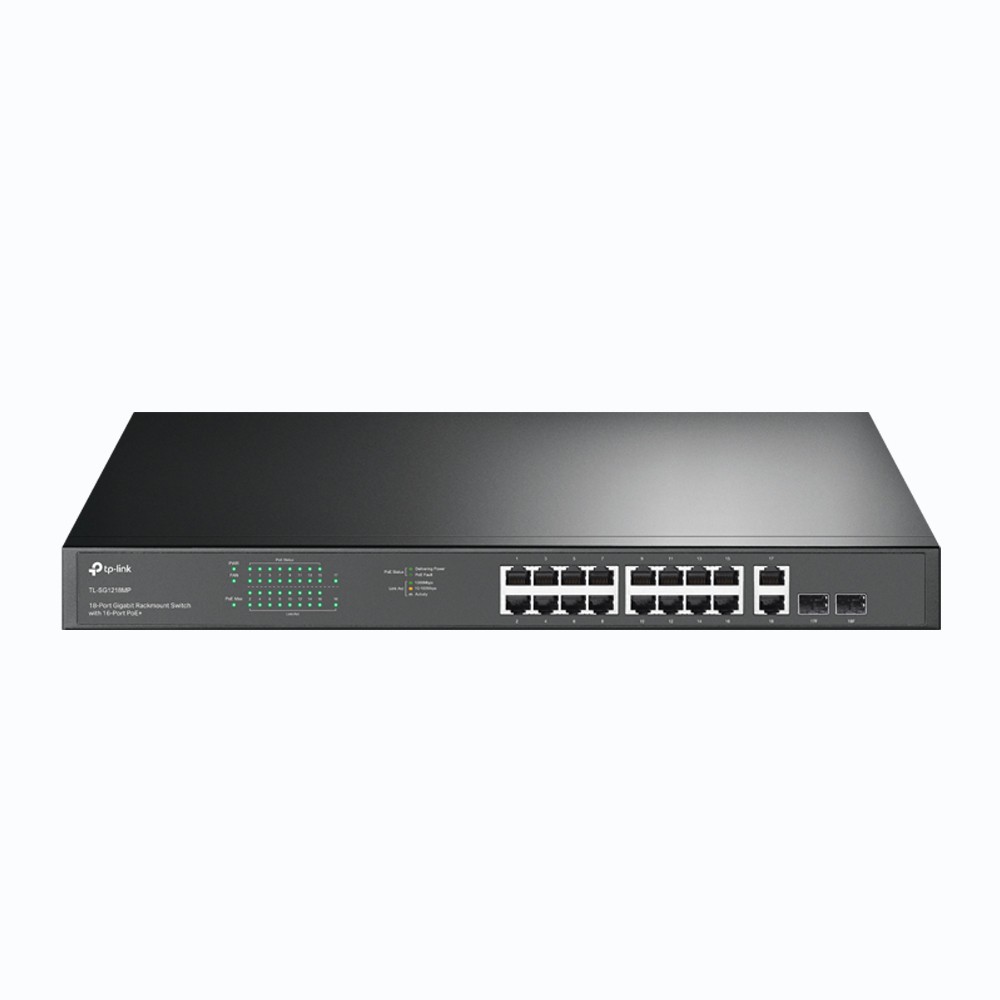 SWITCH SEMIGESTIONABLE TP-LINK SG1218MP 16P GIGA POE/POE+ +2P GIGA NO POE ALIMENTACION POE 192W RACK