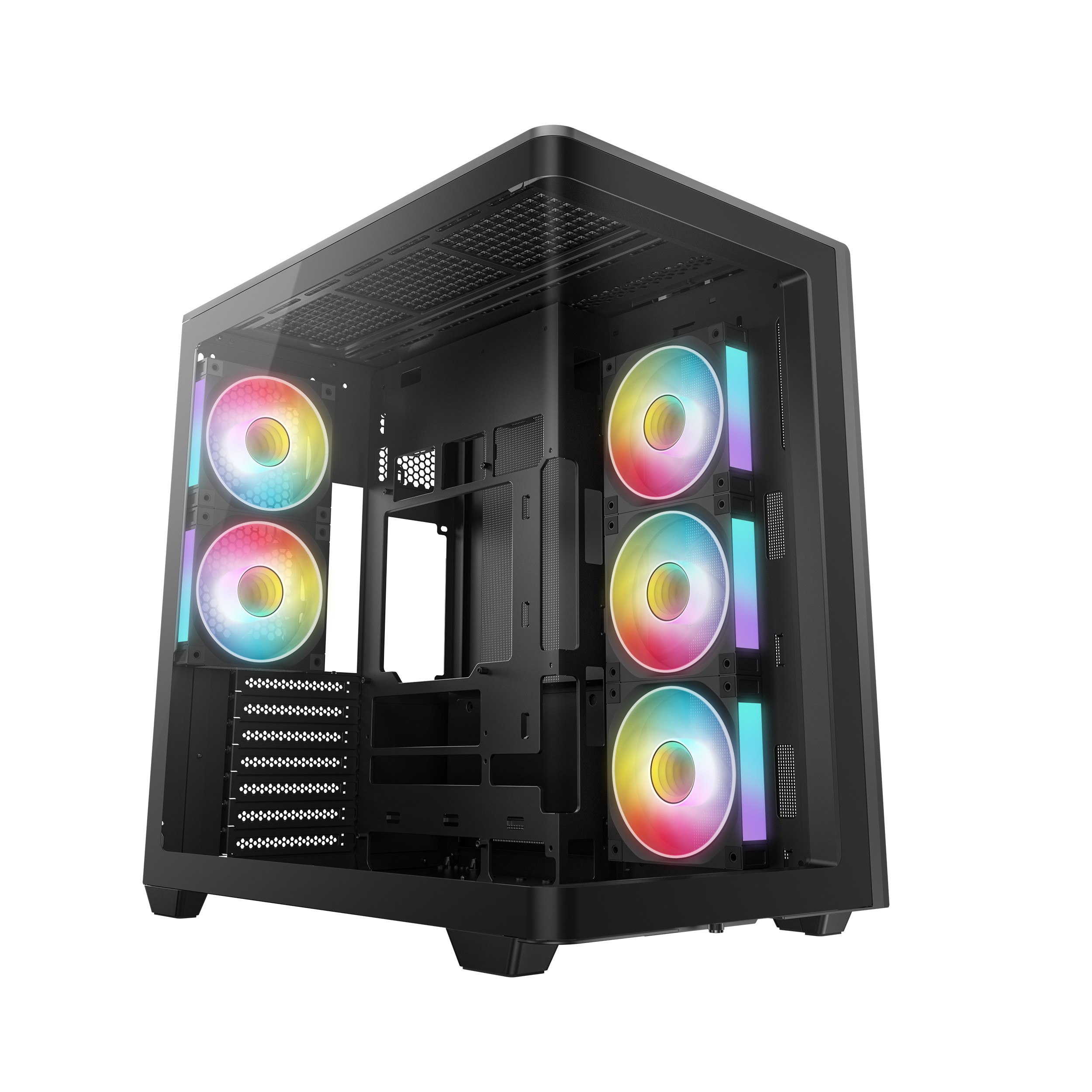 Caja ATX Semitorre Deepcool CG590U5F Cristal Templado Curvado ARGB Negra y Madera