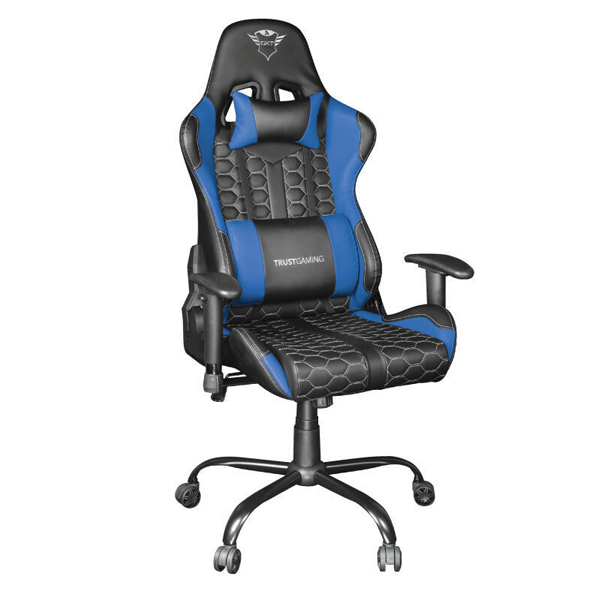 SILLA TRUST GAMING GXT 708 RESTO GAMING GIRATORIA 360  ELEVADOR DE GAS CLASE 4 RESPALDO AJUSTABLE ENTRE 90º Y 180º  COLOR NEGRO / AZUL 24435