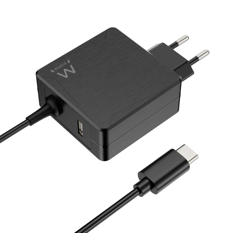 CARGADOR DE PARED EWENT EW3978 USB-C CON PD 65W + PUERTO USB-A