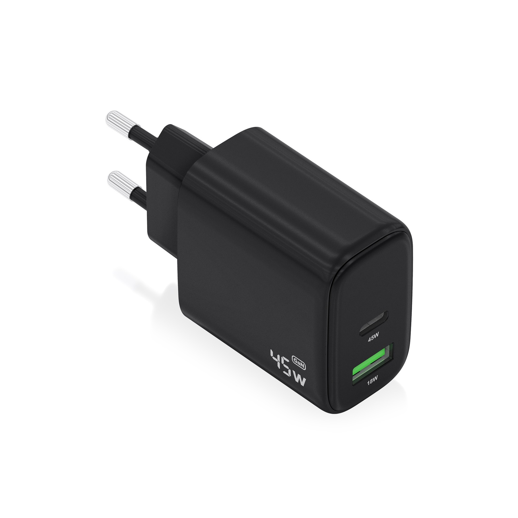 Cargador AISENS 45W USB-C PD3.0 y USB-A QC3.0 Negro