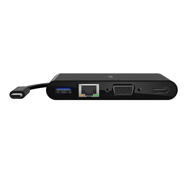 ADAPTADOR MULTIMEDIA BELKIN AVC005BTBK USB-C A USB-A 3.0 , ETHERNET, VGA Y HDMI (4K) COLOR NEGRO