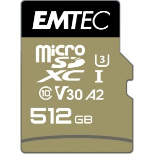 MEMORIA SD MICRO 512GB EMTEC SPEEDIN PRO 100MB/S SD + ADAPTER CLASS 10 UHS1 U3 V30 ECMSDM512GXC10SP