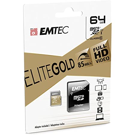 MEMORIA SD MICRO 64GB EMTEC ELITE GOLD 85MB/S SD + ADAPTER  UHS1 U1  ECMSDM64GXC10GP