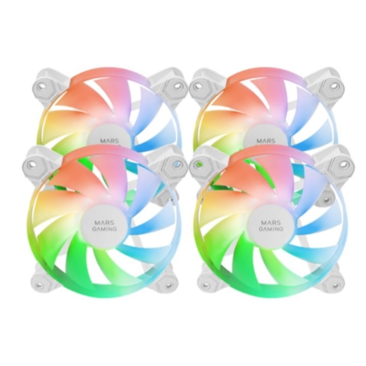 Ventiladores internos ARGB Mars Gaming MF4AW 120mm sin marco - 4 unidades blancas
